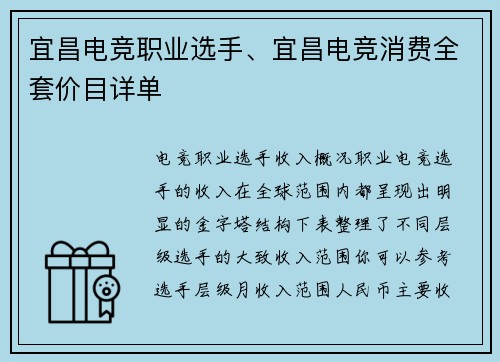 宜昌电竞职业选手、宜昌电竞消费全套价目详单